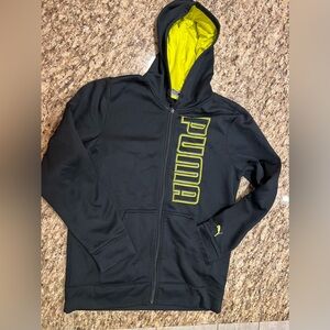 Men’s black and yellow Puma logo zip-up hoodie - M